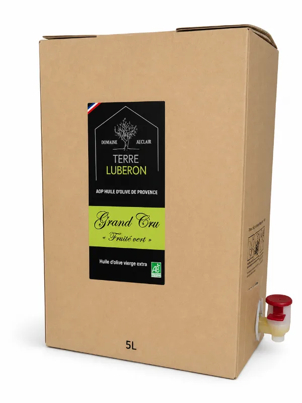 Huile d'Olive Vierge Extra AOP Provence – Fruité Vert GRAND CRU – Médaillée d'Or - 5 L